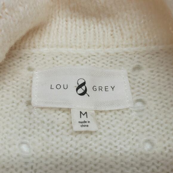Lou & Grey Loft Cream Pullover Funnel Neck Wool Alpaca Blend Knit Sweater M - Picture 7 of 11